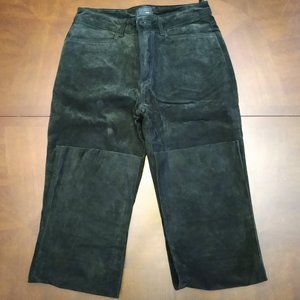 Genuine Suede Jeans, Black Leather Pant, Vintage (90s) JouJou Skins, Size 9/10
